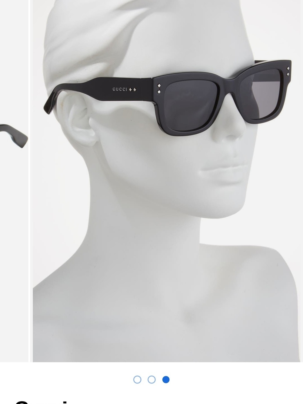 New Gucci Black Acetate Square Sunglasses with Gray Lenses